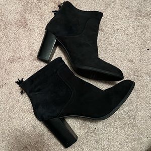 Anne Klein - 3 inch Black Heeled Booties - Gold Accents - Zipper - Size 8.5